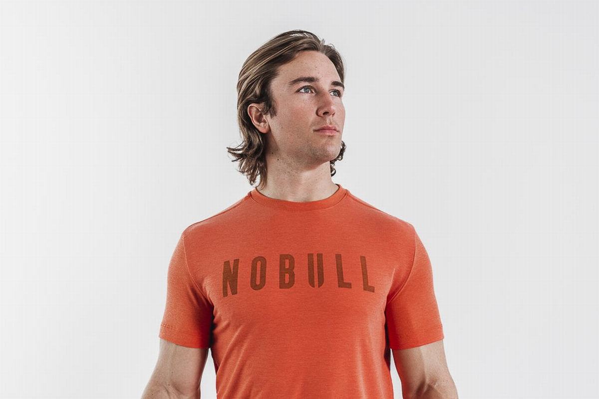 Nobull Men\'s T Shirts Orange | Australia (CI5468)